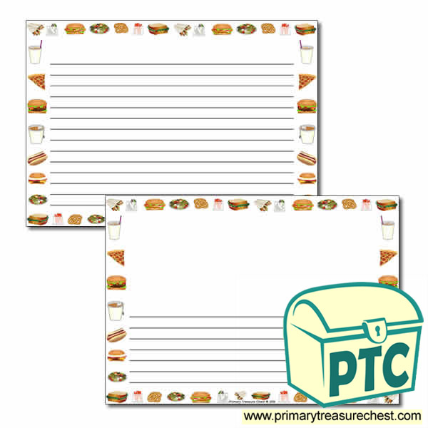 Fast Food Takeaway Themed Landscape Page Border/Writing Frame (narrow lines)