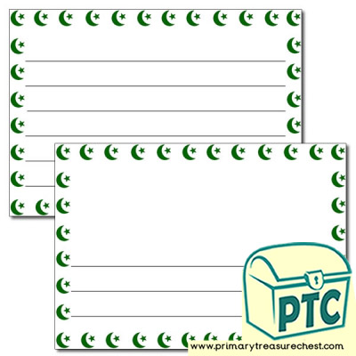 Islam Star and crescent symbol Landscape Page Border/Writing Frame (wide lines)
