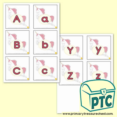 Unicorn Upper & Lower Case Alphabet Matching Cards