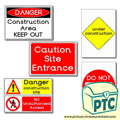 Construction Site Role Play Signs