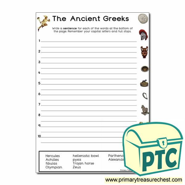 'Ancient Greeks' Themed Sentence Worksheet