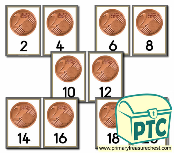 2c Coins - Counting in 2c Cards (2-20)