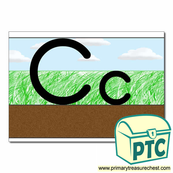 Letter 'Cc' Ground-Grass-Sky Letter Formation Sheet