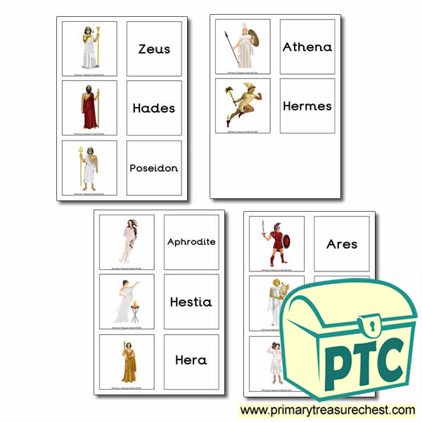 'Ancient Greek Gods' Themed Matching Cards