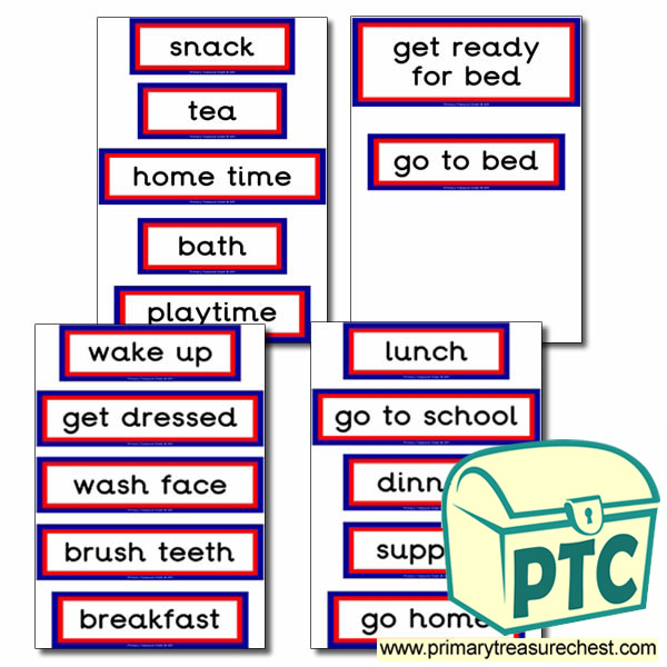 Daily Routine Themed Display Words