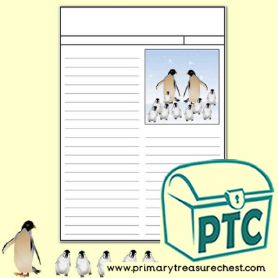 Penguin themed Newspaper Writing Activity Worksheet - Penguin Awareness Day Resources