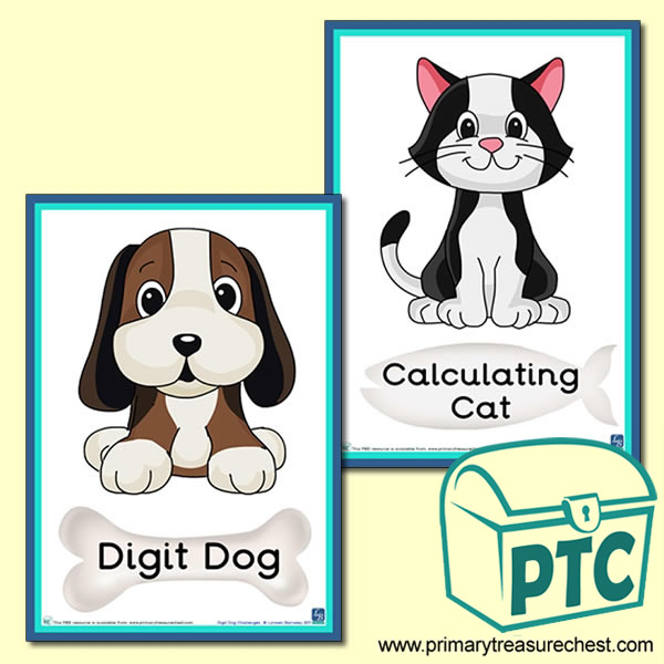 Digit Dog & Calculating Cat Themed Posters