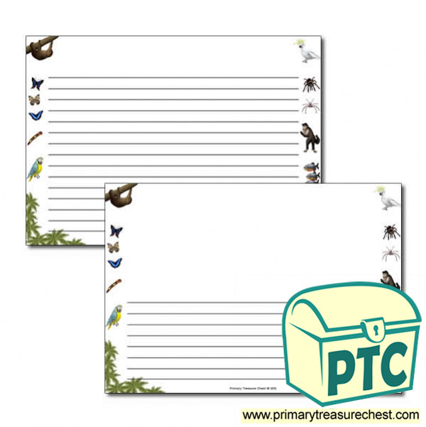 Rainforest II themed Landscape Page Border/ Writing Frames (narrow lines)