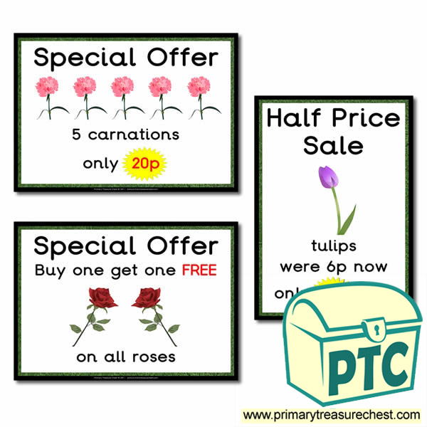 Role Play Garden Centre Flowers Special Offers Posters (1-20p)