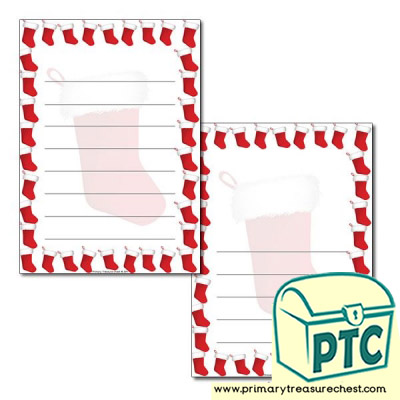 Christmas stocking Page Border / Writing Frame (wide lines)