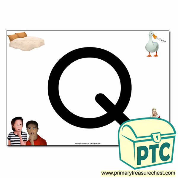 'Q' Uppercase Letter A4 poster with high quality realistic images