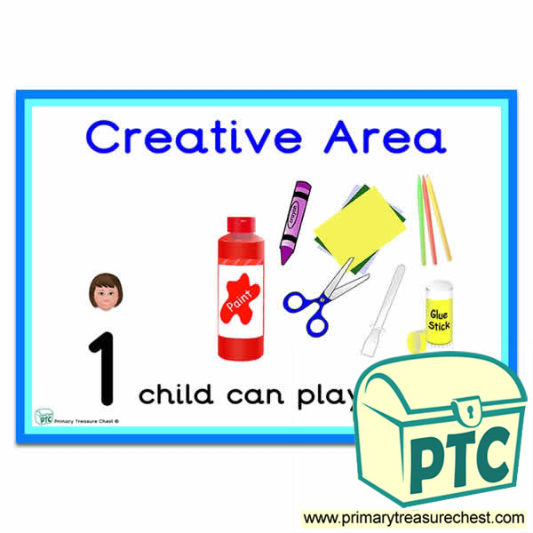 Reading Area Sign - Number Pattern Images Provided  '1 child can play here' - Classroom Organisation Poster