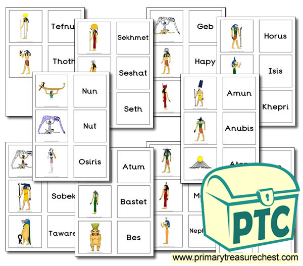Ancient Egyptian Gods Themed Matching Cards