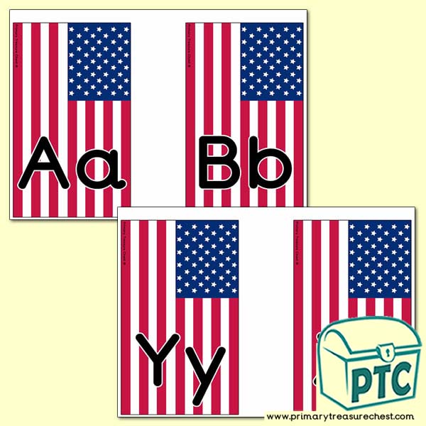 American Flag Themed Alphabet Cards (upper and lower case)