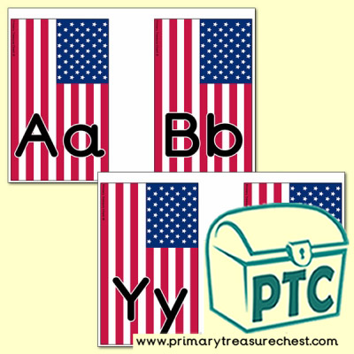 American Flag Themed Alphabet Cards (upper and lower case)