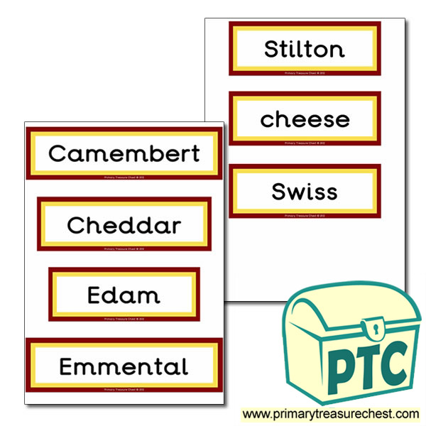 Cheese Themed Display Words