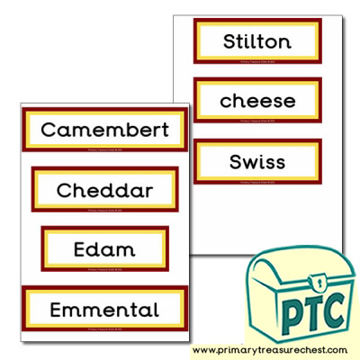 Cheese Themed Display Words