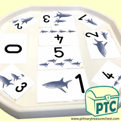 Shark Themed Number Tuff Tray Cards