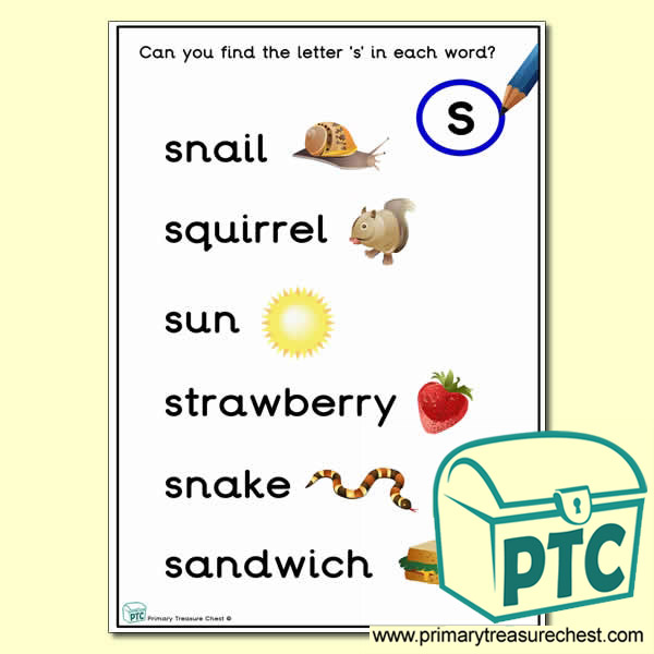 Find the Letter 's' Activity Sheet