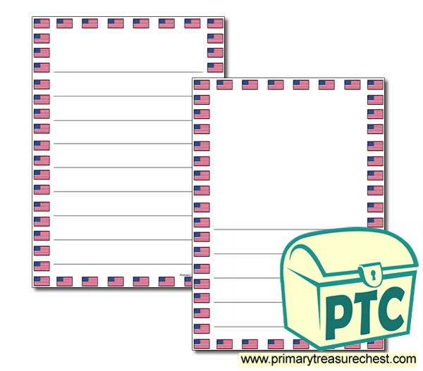 American Flag Page Border/Writing Frame (wide lines)
