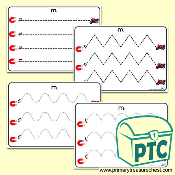 'Mm' Themed Pre-Writing Patterns Activity Sheets