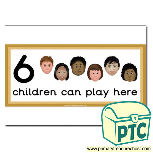 Sand  Area Sign - Images of Faces - 6 children can play here - Classroom Organisation Poster