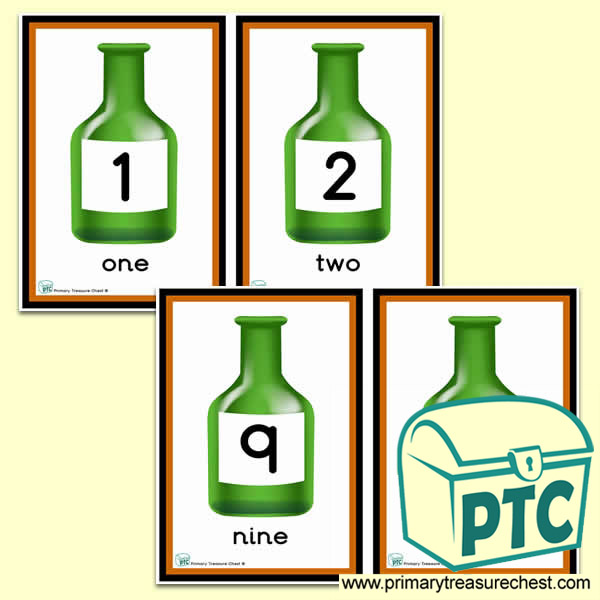 Green Bottle Themed Number Line 0-10