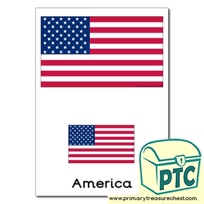 One large and one small American flag on an A4 sheet.  