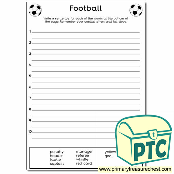Football Sentence Worksheet