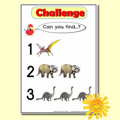 Dinosaur  'Can you find …?' Numbers 1,2,3 Challenge