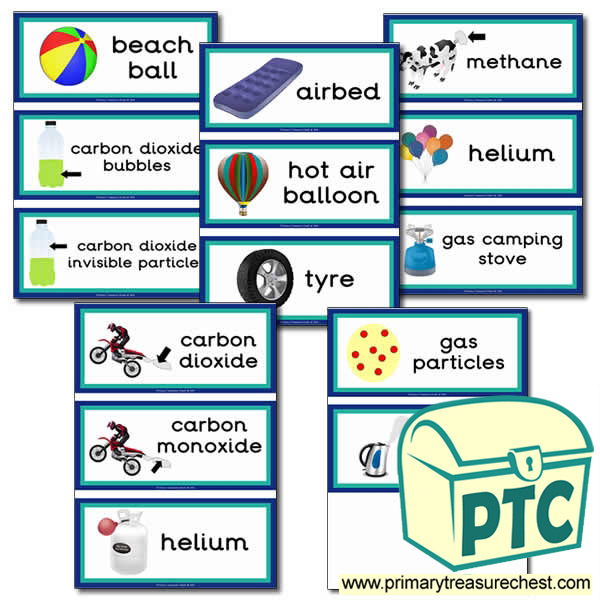 Solids Liquids and Gases Themed Flashcards