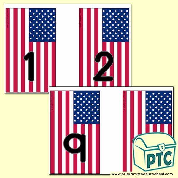 US Flag Number Line Bunting 