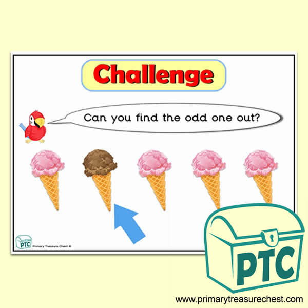 Ice Cream themed Odd-One-Out Challenge A4 Poster