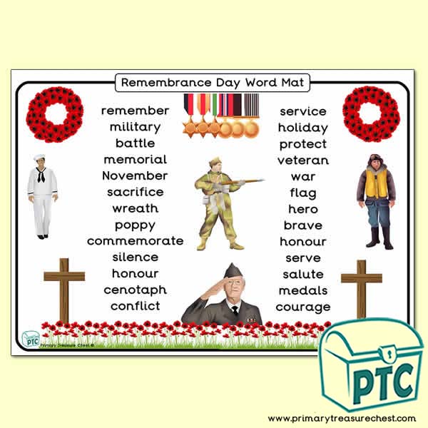 Remembrance Day word mat