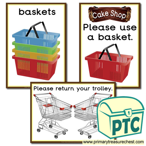 Cake Shop Basket / Trolley Signs