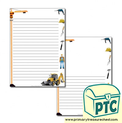 Construction Site Themed Page Border/Writing Frame (narrow lines)