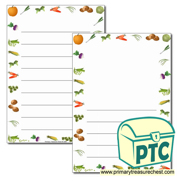Vegetable Themed Page Borders/Writing Frames (wide lines)