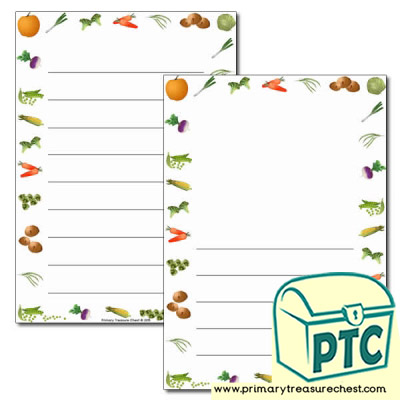 Vegetable Themed Page Borders/Writing Frames (wide lines)