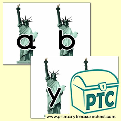 Statue of Liberty Themed Alphabet Cards (lower case)