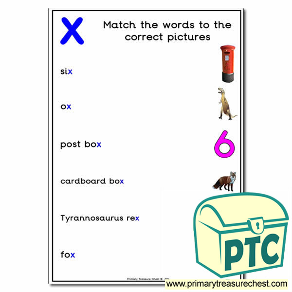 Match the 'x' Themed Words to the Pictures