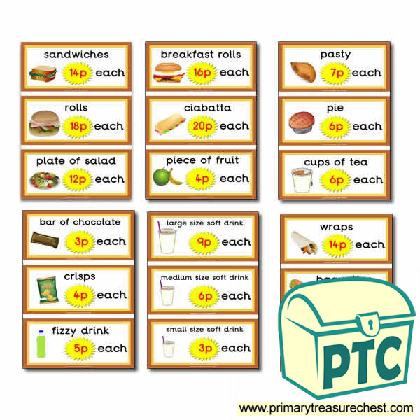 Sandwich Shop Role Play Prices (1-20p)