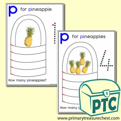 Pineapple Themed Numeracy and Pencil Control - Letter 'p'