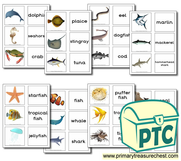 Sea Life Themed Matching Cards