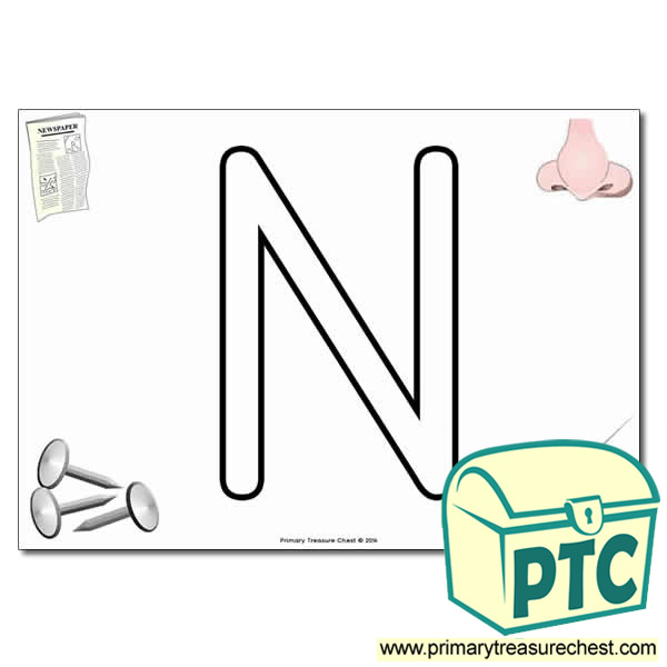 'N' Uppercase Bubble Letter A4 poster with high quality realistic images