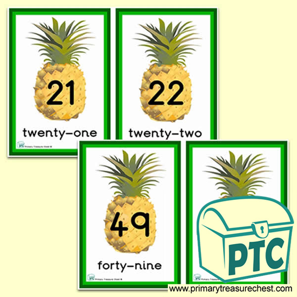 Pineapple Themed Number Line 21 to 50