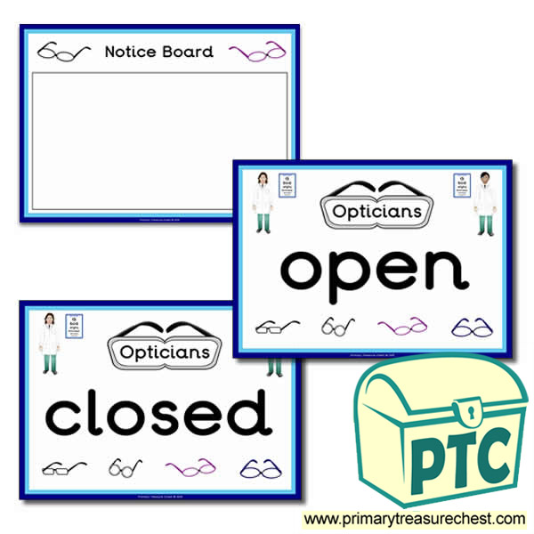 Role Play Opticians Signs