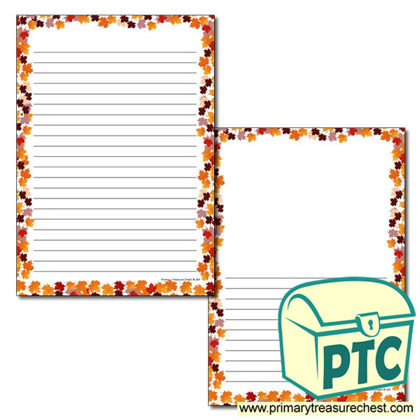Autumn Leaves Page Border/Writing Frame (narrow lines)