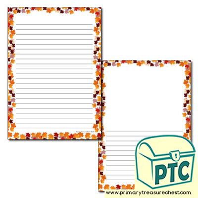Autumn Leaves Page Border/Writing Frame (narrow lines)