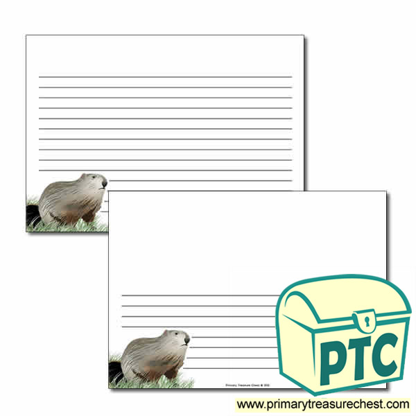 Groundhog Day Themed  Landscape Page Border/Writing Frame (narrow lines)