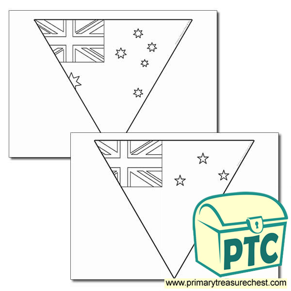 Austraila and New Zealand Flag Bunting colouring sheets